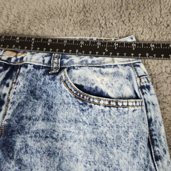 Womens Acid Wash Distress Wide Leg High Waist Jean *Size 8 Ripped Grunge Stretch - Picture 3 of 10